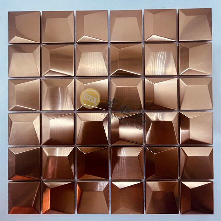 Square Metal Mosaic Concave-Convex 3D Effect Stainless Steel Mosaic