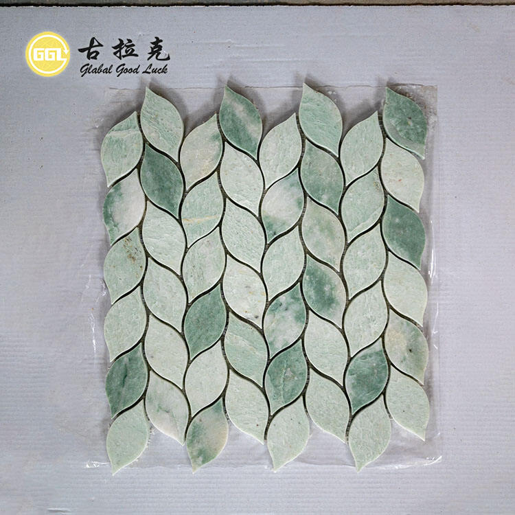 Green Marble Leaf Shape Mosaic Tile For Home Decor Walls Floor Tile