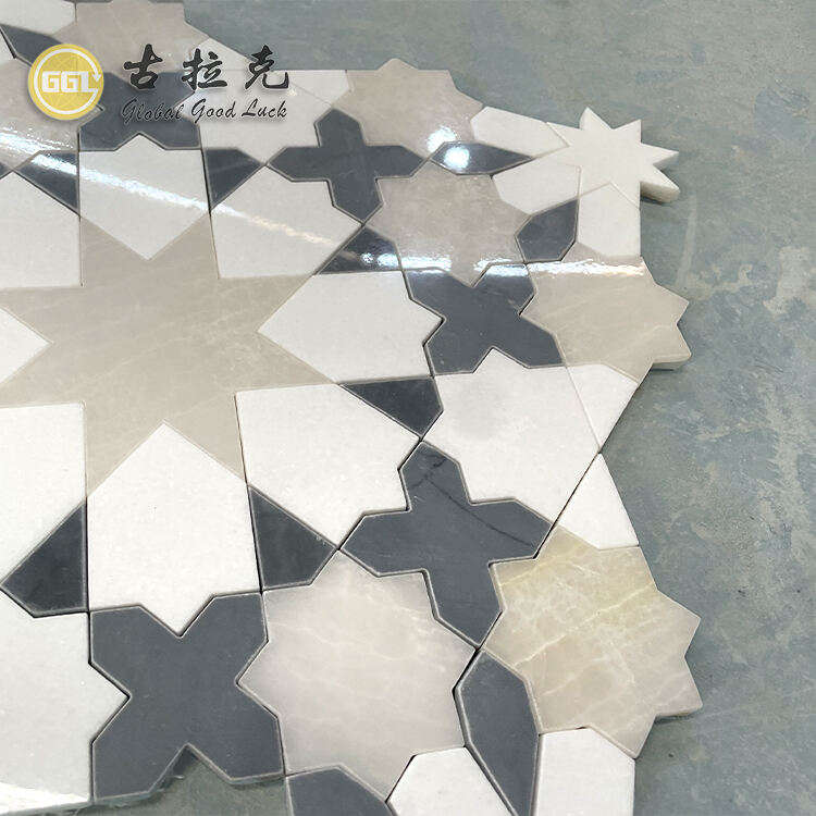 Diverse Shapes Colors Mosaic Waterjet Marble for Home Wall Floor Decor
