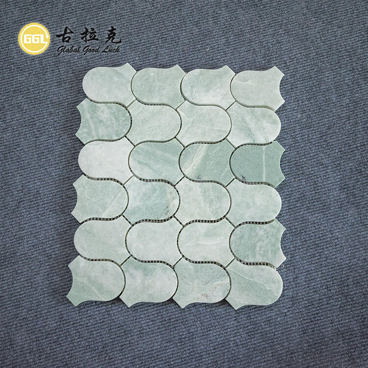 Natural Green Unique Shape Marble Mosaic For Bathroom and Kitchen Tiles