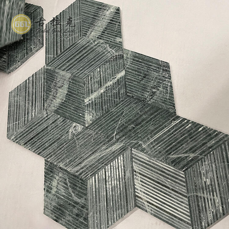 Dark Green Hexagon Shape Marble Mosaic for Floor and Wall Tiles