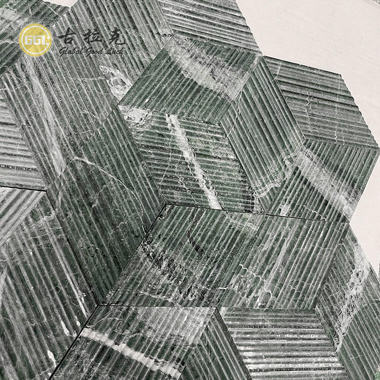 Dark Green Hexagon Shape Marble Mosaic for Floor and Wall Tiles