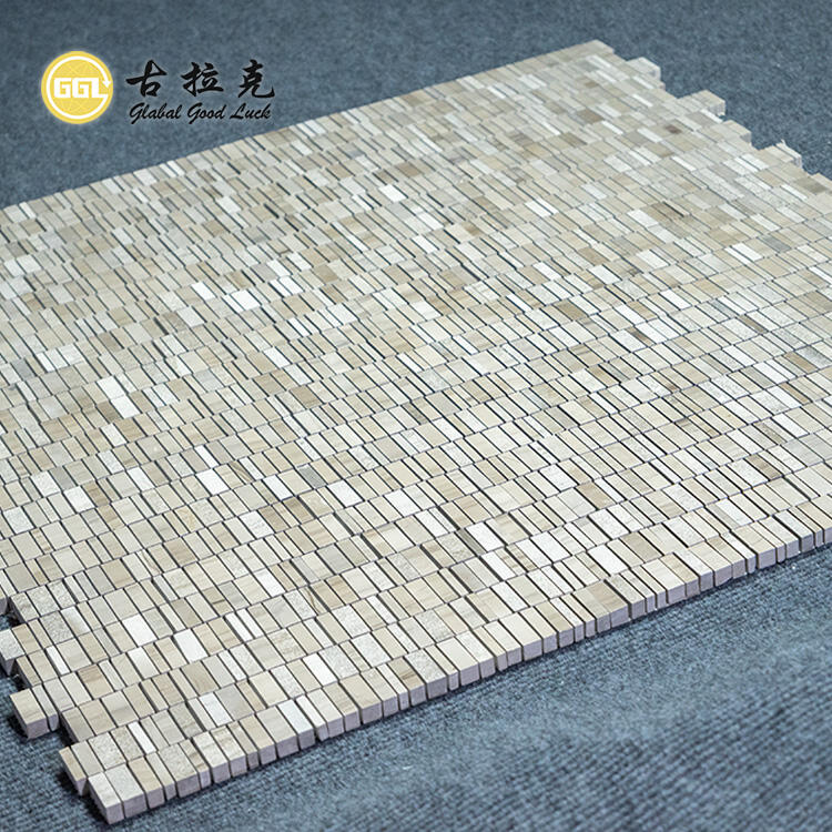 Wood Grain Marble Random Strip Mosaic Tile Home Wall Flooring 
