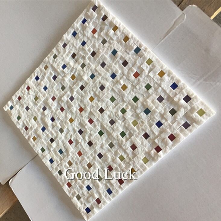 Natural Marble White With Colorful Dots Basket Weave Marble Mosaic Tiles