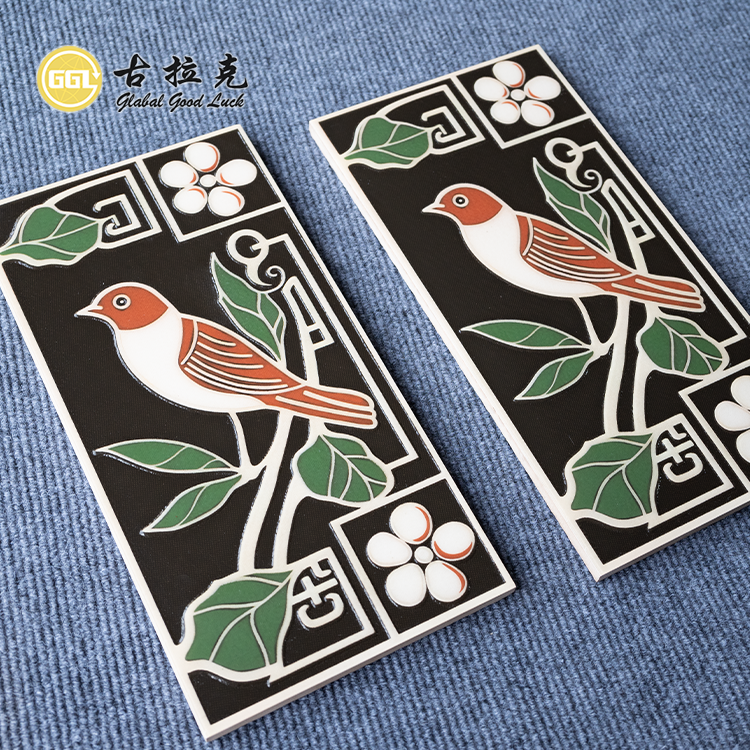 Exquisite Enamel Tile Unique Bird Pattern Ceramic Tile