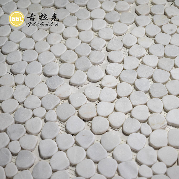 Natural White Marble Tumbled Mosaic Tile for Interior  Floor Wall Decoration