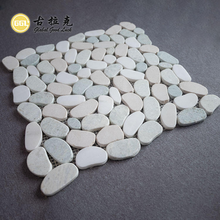 Irregular Round Wall Decoration Tumbled Design Marble Mosaic Tiles