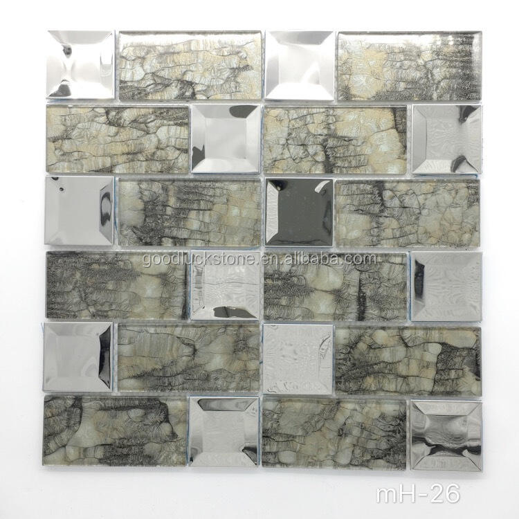 High Quality Mirror Surface Stone Pattern Glass Mosaic Tile for Various Wall