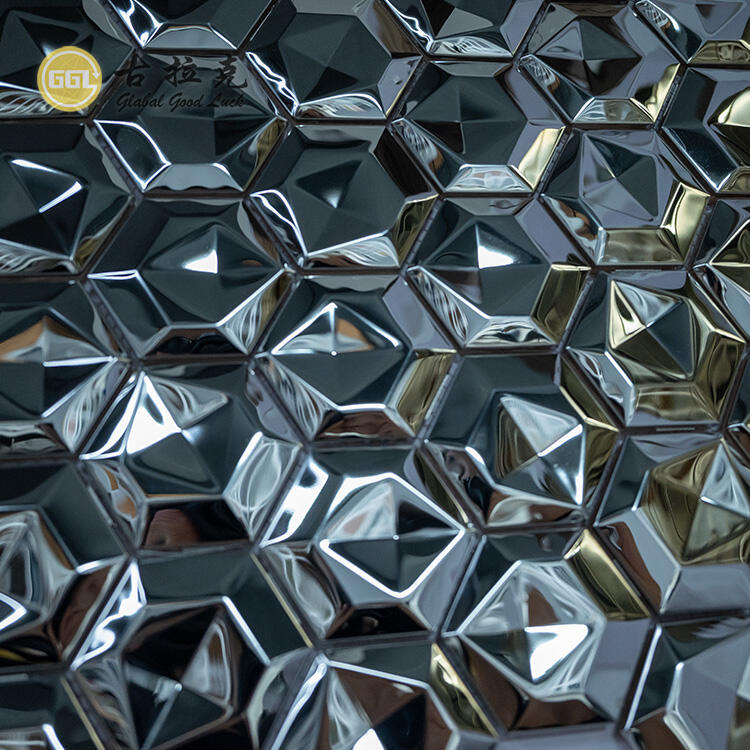 3D Hexagon Background Solid Metal Mosaic Tile