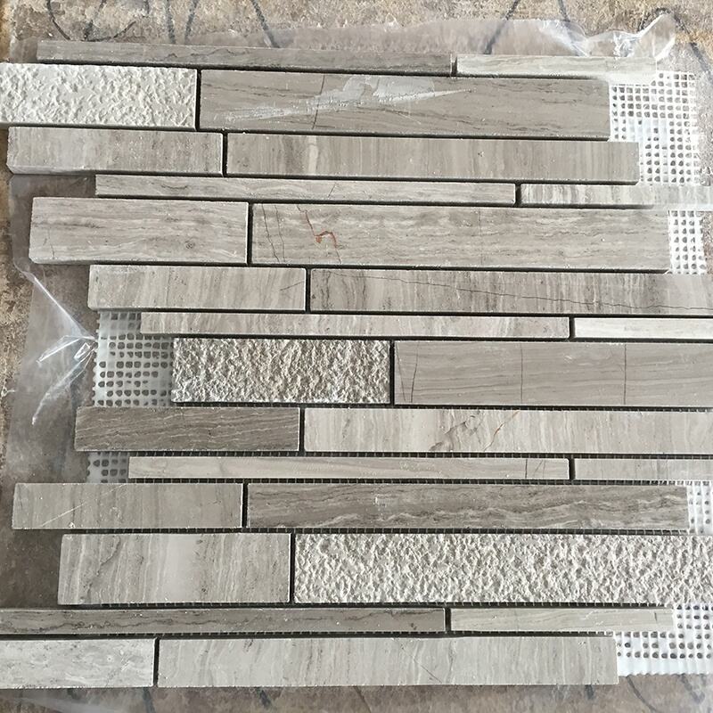 Natural brick shaped wood grain marble mosaic tile wall tile floor tile