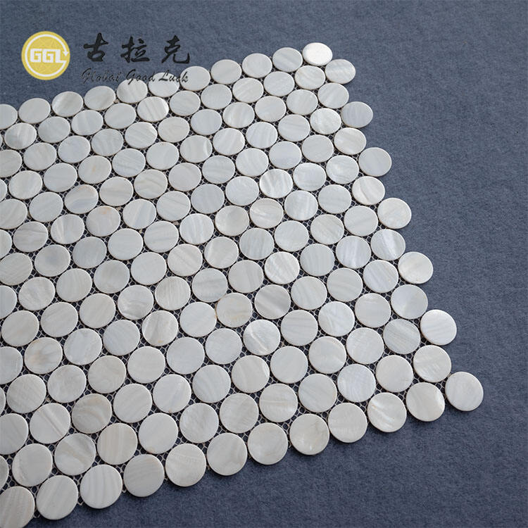 White Penny Round White Mother Of Pearl Tiles Shell Mosaic