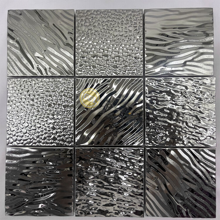 Square Metal Mosaic Concave-Convex 3D Effect Stainless Steel Mosaic