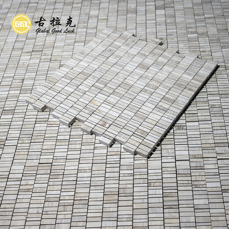 Wood Grain Marble Random Strip Mosaic Tile Home Wall Flooring 