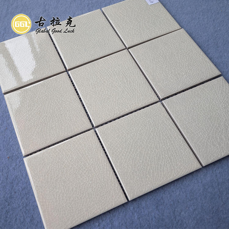 Mosaic Tile White Polished Glazed Ice Crack Ceramic Tile 