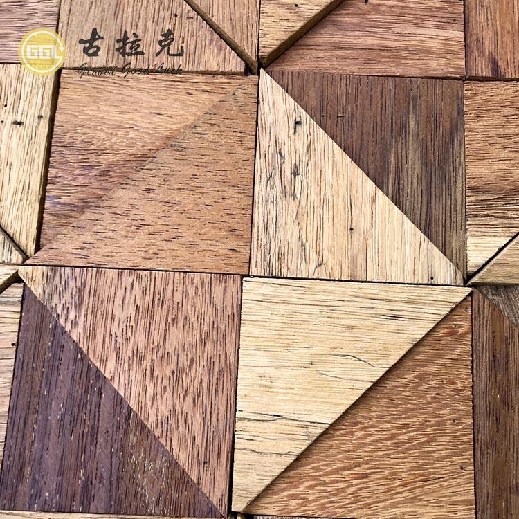 Square Wood Mosaic Tiles Rustic Parquet Design Interior Wall Tile