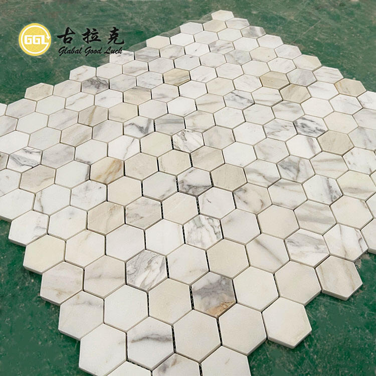 Hot Selling Calacatta Gold Marble Hexagon Mosaic Tile