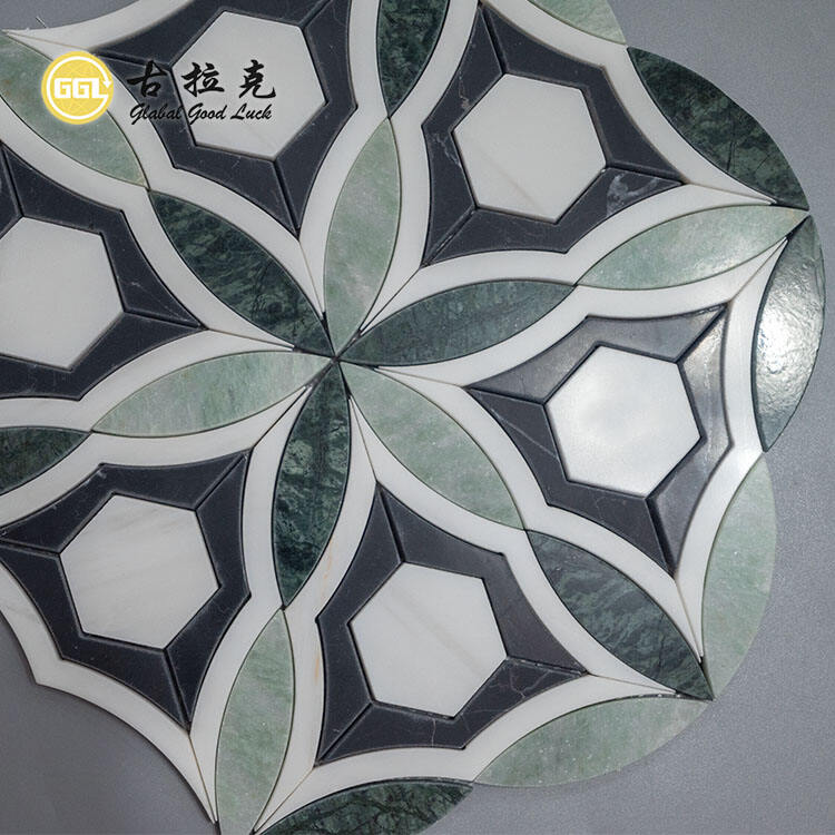 New Design Flower Pattern Green Marble Mosaic Tile For Wall Floor Decor