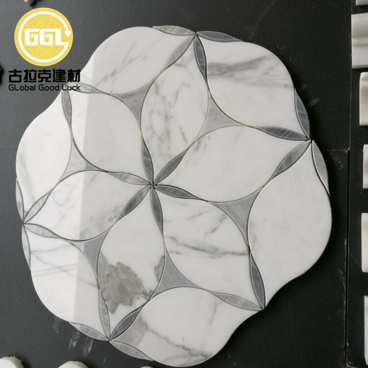 Flower Shape Marble For Wall Parquet Waterjet Mosaic For Wall Floor Tiles