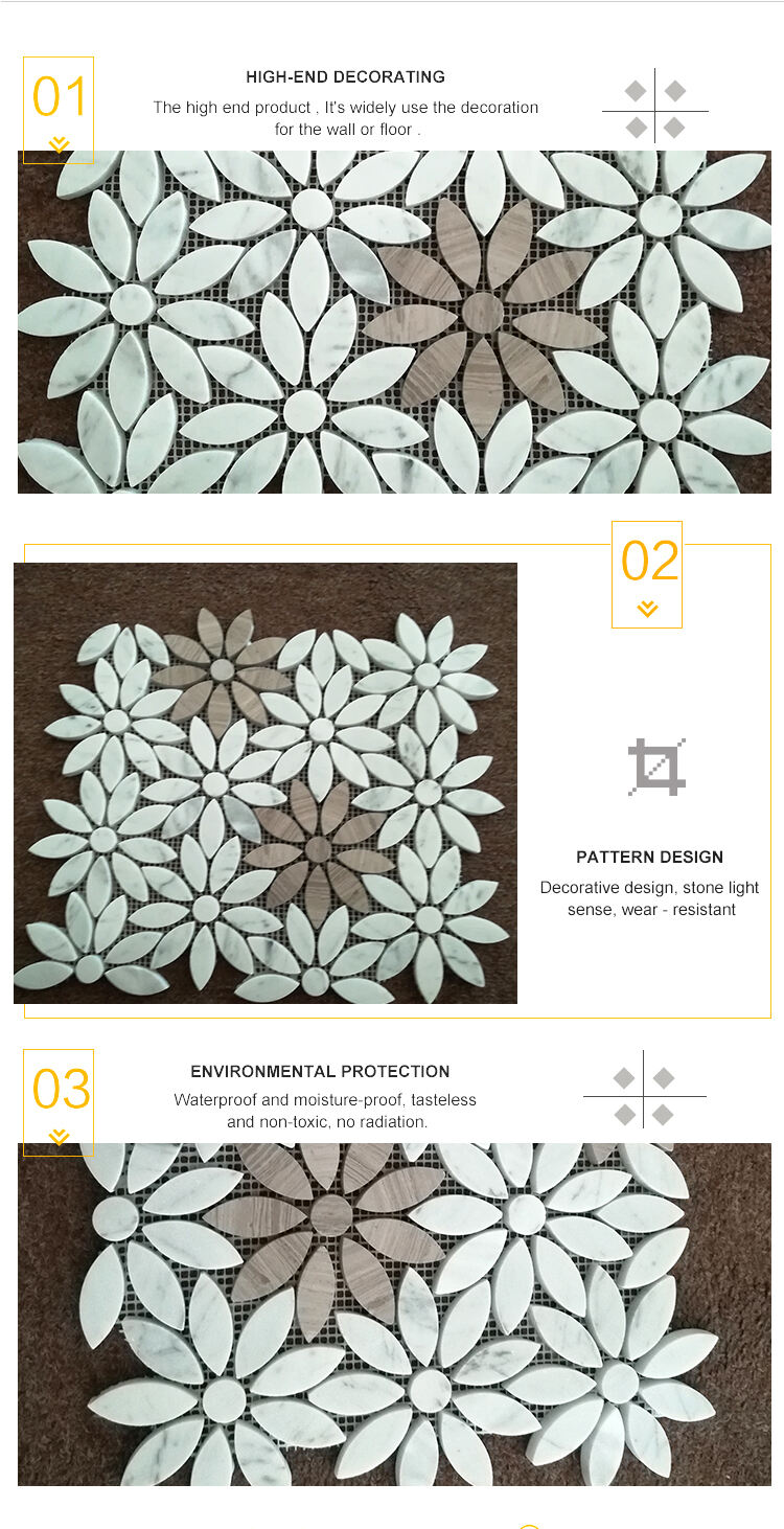 Marble Flower Shape Mosaic Tiles Parquet Waterjet Marble Mosaic