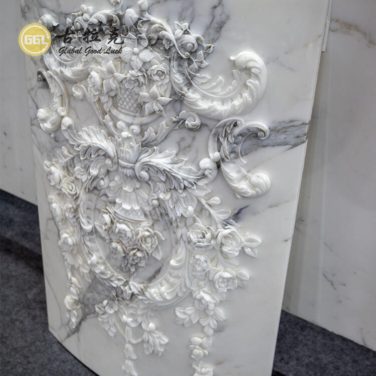 Modern Design Handmade Carving Marble Calacattaa White Marble Tile for Villa Application