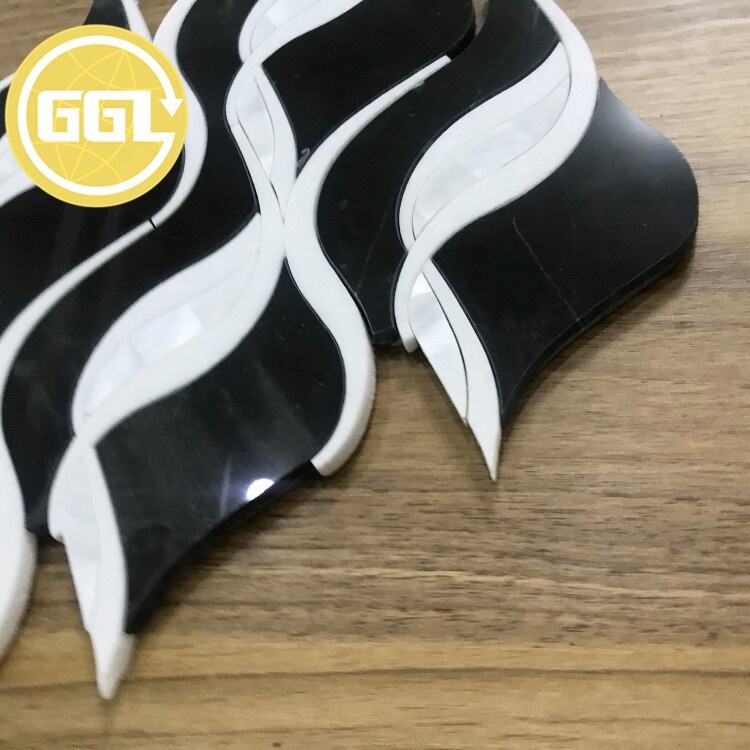 Cost-effective Leaf Shape Mosaic Tile Black Marble Mix Shell Waterjet Mosaic Tile