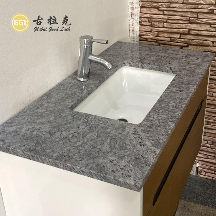 Dark Gray Quartz Marble Polished Countertop For Bathroom Kitchen