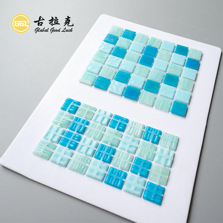 Blue 20*20 mm Dot-Mounted Glass Mosaic Tile for Bathroom Wall Decoration