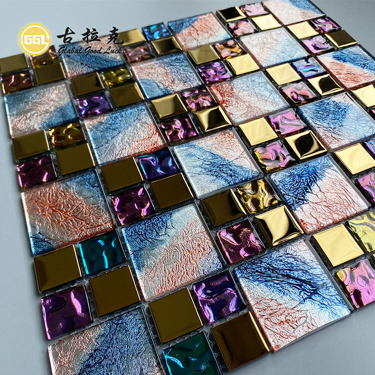 New Decoration Colorful Glass Mosaic Tile Mix Mirror Interior Design Tile