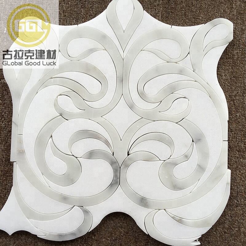 Waterjet White Tile Flower Marble Mosaic Tile for Interior Wall and Floor Decoration