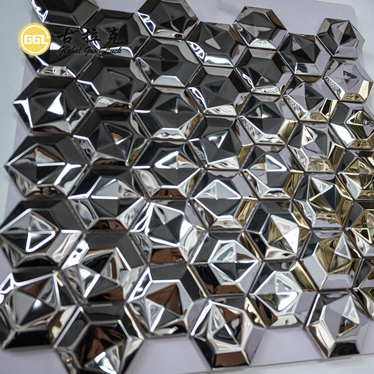 3D Hexagon Background Solid Metal Mosaic Tile