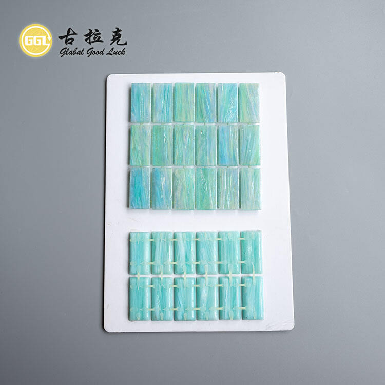 New Light Green Glass Mosaic Tile Dot-Mounted Pool Mosaic Tiles