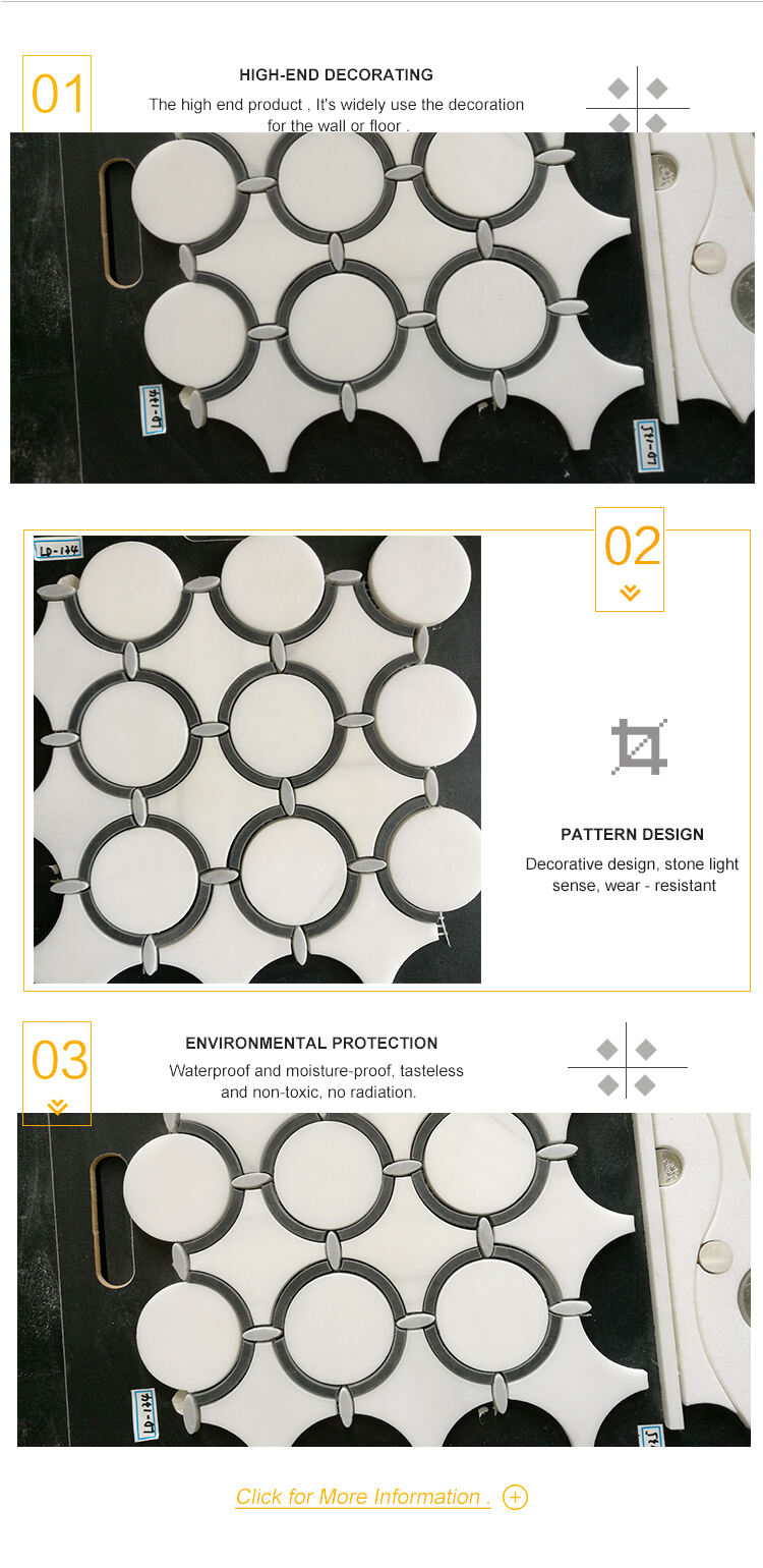 Round Shape Marble Natural Stone Polish Bathroom Waterjet Mosaic Wall Tile