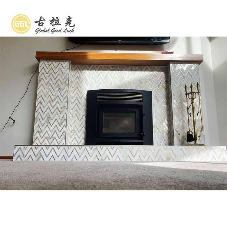 Luxury Calacatta Gold Marble Mix Alloy Mosaic Tile for Backsplash Interior Outdoor Decor