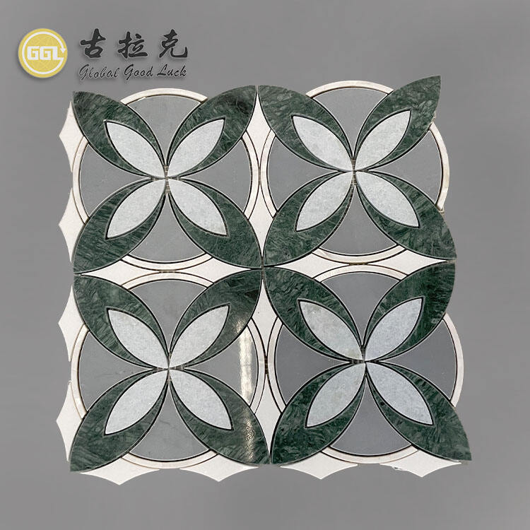 Modern Design Waterjet Marble Flower Pattern Mosaic Tiles For Floor