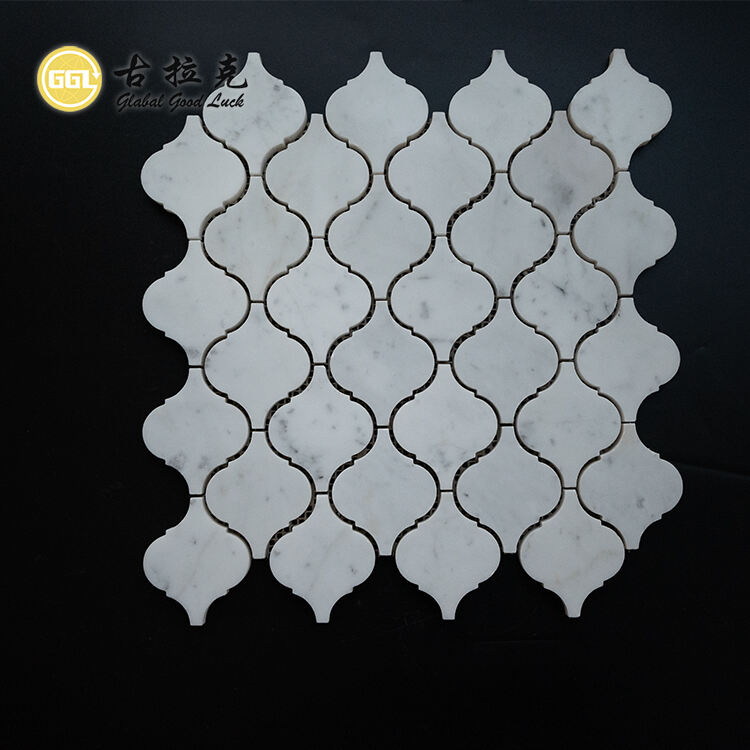 Lantern Shape Stone Carrara White Marble Mosaic Tile Suitable for Home Villa Decor