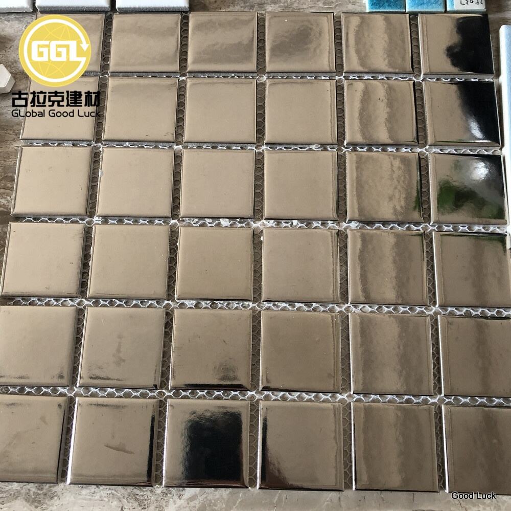 Square Shape Sliver Glazed Porcelain Ceramic Mosaic tile For Wall Dector