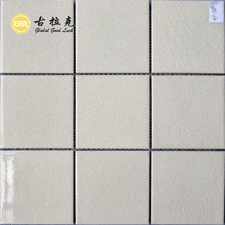 Mosaic Tile White Polished Glazed Ice Crack Ceramic Tile 