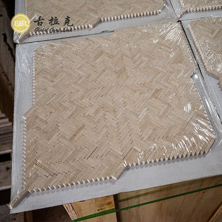 Beige Herringbone Shape Marble Mosaic Finger Style Floor Wall Tiles