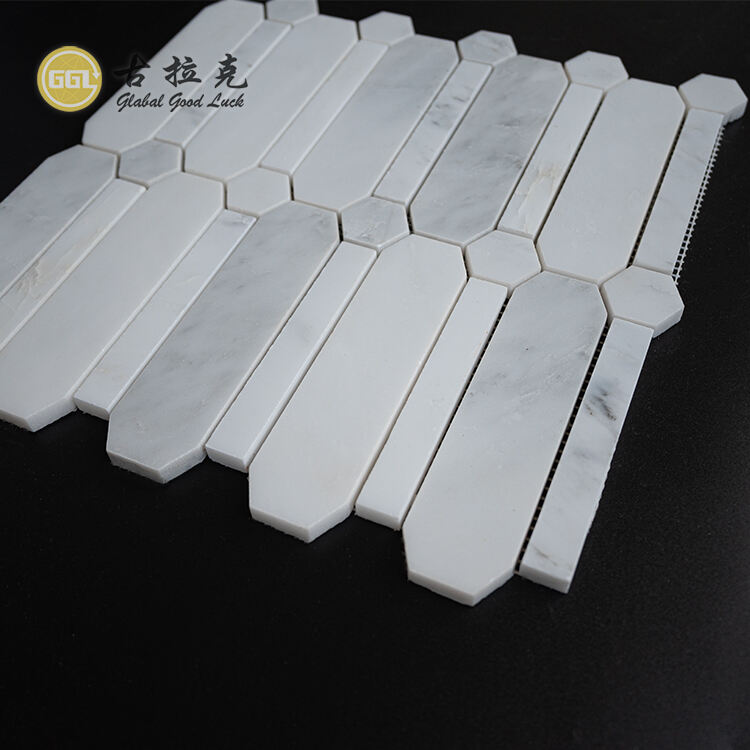 GGL Supple White Marble Mosaic Tile pro Coquina Et Balneo Mur Tile Naturalis Fluted Lapis Tile Mosaic