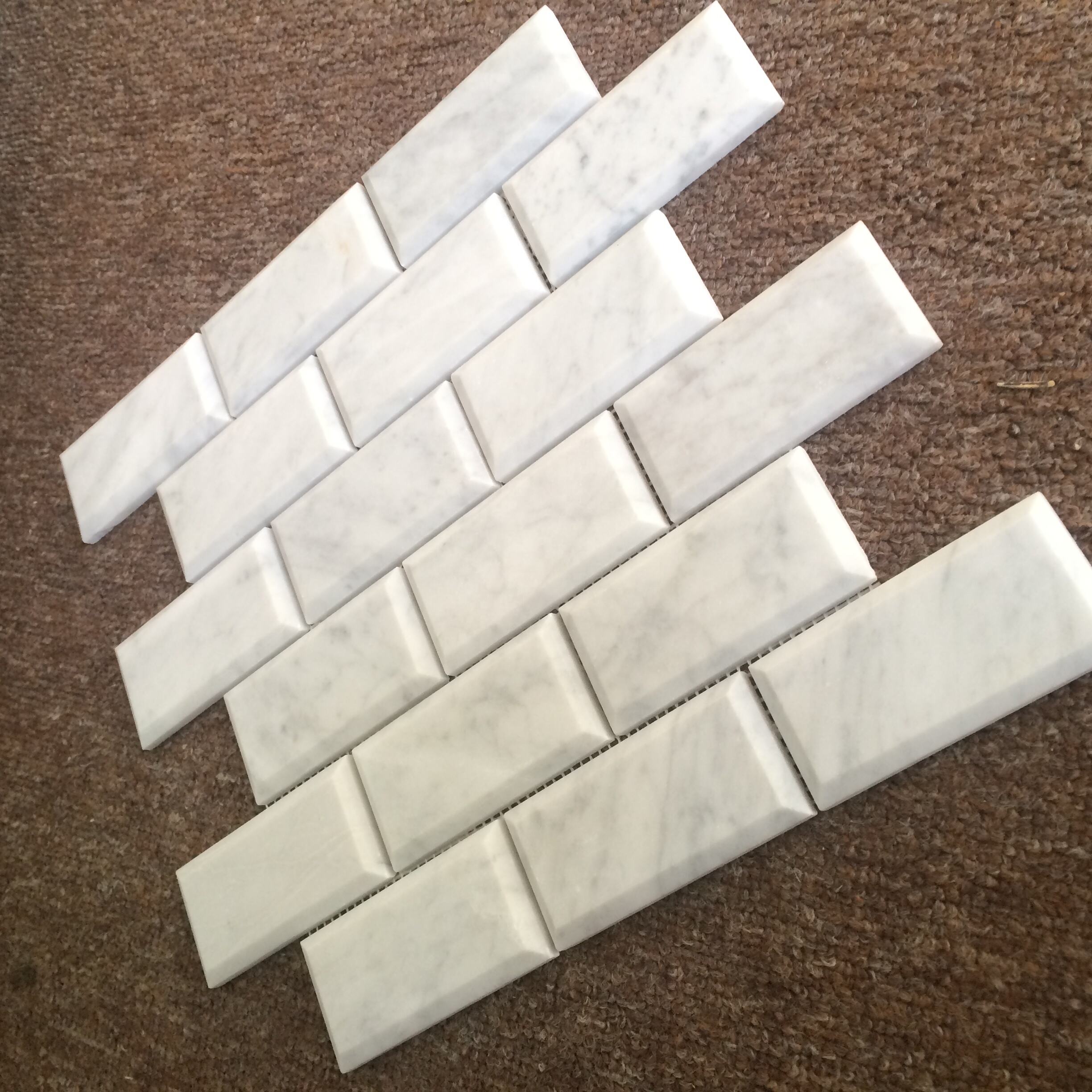 4x2'' Mable Carrara Wit Polish Brick Strip Marble Mosaic Vir Muur En Vloerbedekking