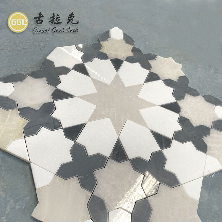 Diverse Shapes Colors Mosaic Waterjet Marble for Home Wall Floor Decor