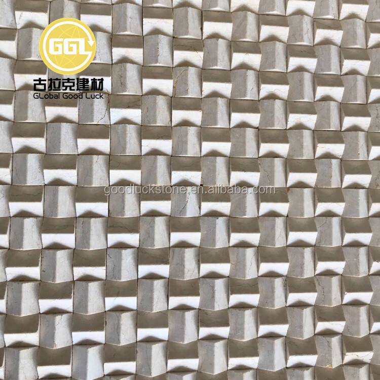 Crema Marfil Marble Basket Weave Marble Mosaic For Wall Tiles