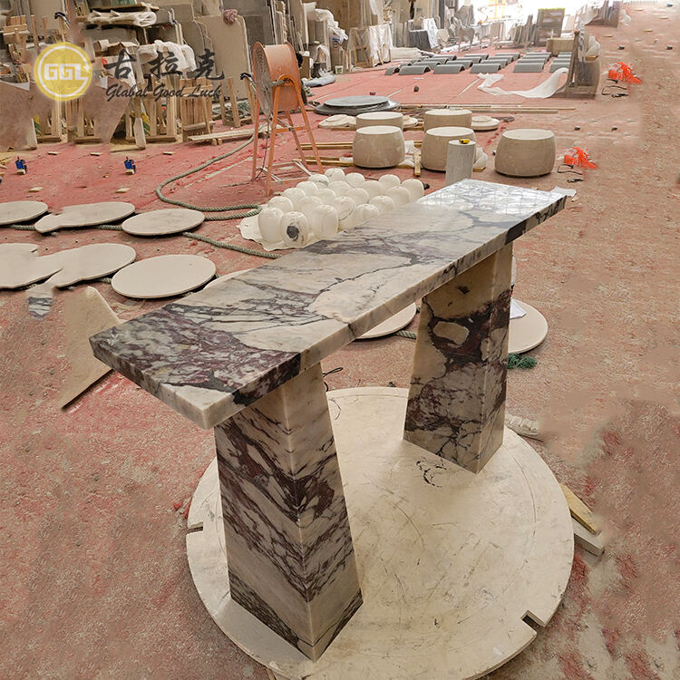 Luxury ltalian Veined Marble Console Table for Elegant Interiors