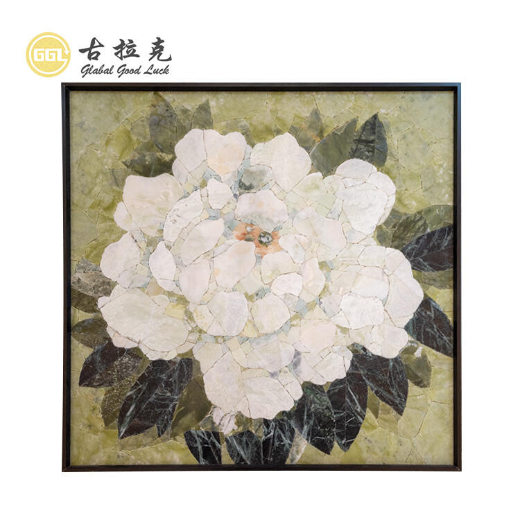 Nature Stone Flower Pattern Mosaic Tile Handmade Interior Wall Decoration