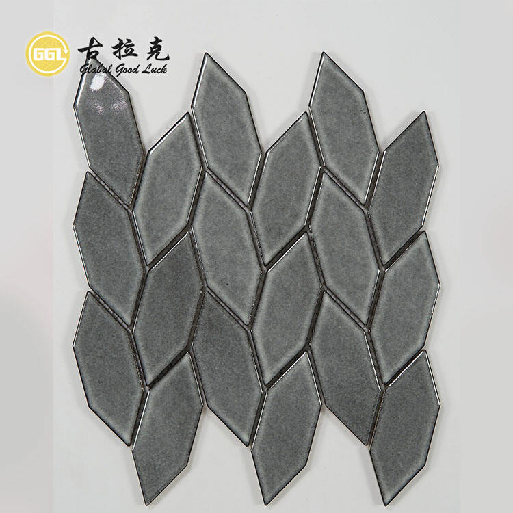 Diamond Shape Polished Glazed Ice Crack Ceramic Tile for Floor Wall Decor
