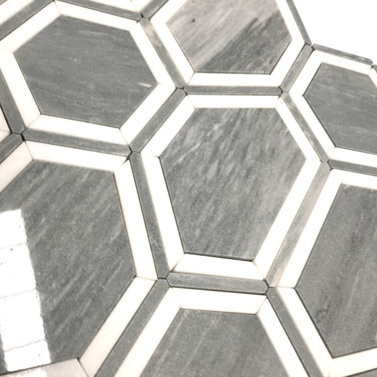 Big Size Irregular Shape Marble Tile Polished Gray Mix White Lines Marble Mosaic Tile for Home/Villa/Hotel Wall Floor Decor