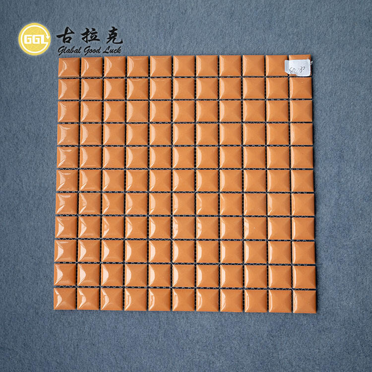 3D Orange Wall Decoration Glossy Ceramic Mosaic Tile 