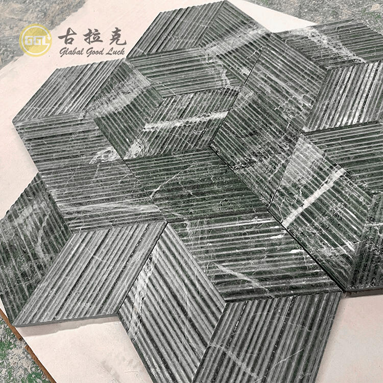 Dark Green Hexagon Shape Marble Mosaic for Floor and Wall Tiles
