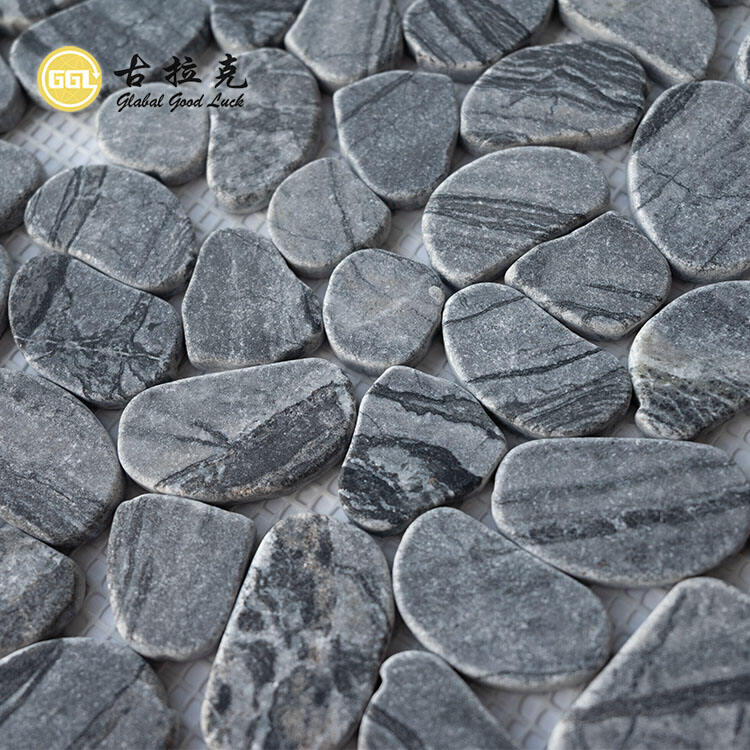 Tumbled Surface Wood Gray Marble Mosaic Tiles For Indoor and Outdoor Decoration