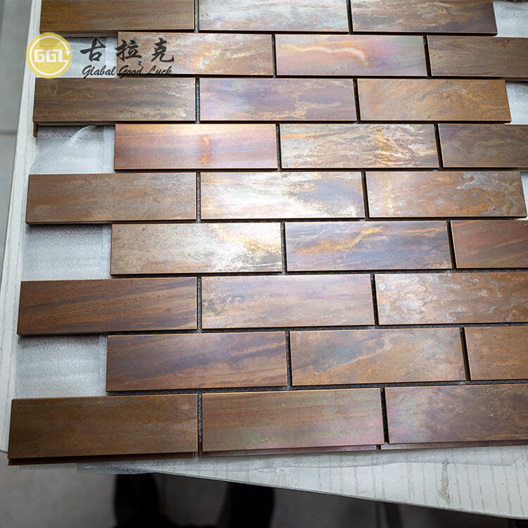 Long Strip Shape Antique Metal Mosaic Tile